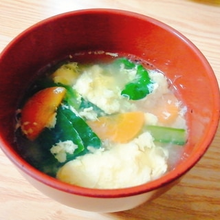 卵と小松菜と人参と大根おろしのスープ